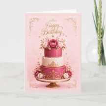 Elegante rosa und goldene mehrstöckige Geburtstags