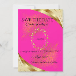 Elegante rosa und goldene Save-the-Date-Karte Save The Date