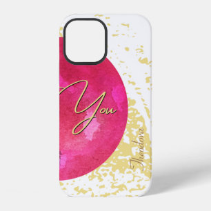 Elegante rosa und goldene Wasserfarben-Abstrakte K iPhone 12 Hülle