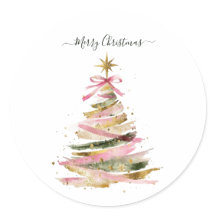 Elegante rosa und goldene Wasserfarben-Weihnachtsb