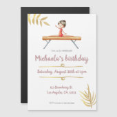 Elegante Rosa- und Goldgymnastik Magneteinladung (Vorne/Hinten)