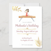 Elegante Rosa- und Goldgymnastik Magneteinladung (Vorderseite)