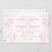 Elegante Rosa- und Goldpilotenhochzeit Einladung (Vorderseite)