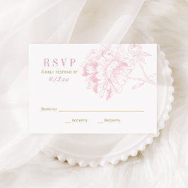 Elegante Rosa- und Goldpilotenhochzeit RSVP Karte