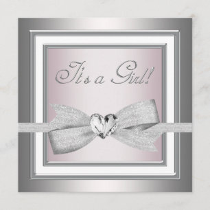 Elegante rosa und graue Babygirl-Shower Einladung