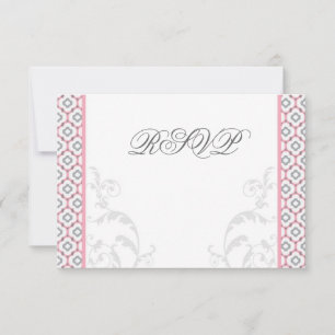 Elegante rosa und graue Gartenhochzeits-Einladunge RSVP Karte