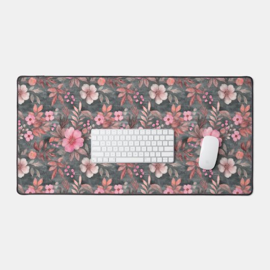 Elegante, rosa und graue Gemusterte Schreibtischma Schreibtischunterlage (Tastatur & Maus)