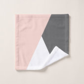 Elegante, rosa und graue geometrische Dreiecke Badhandtuch Set (Waschlappen)