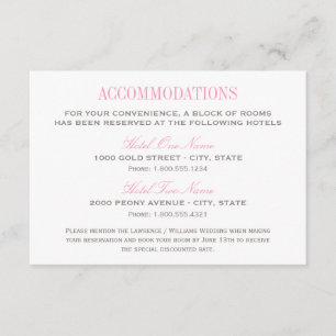 Elegante, rosa und graue Hochzeitsunterkünfte Begleitkarte