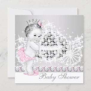 Elegante rosa und graue Prinzessin-Baby-Party Einladung
