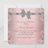Elegante Rosa und Gray Baby Girl Dusche Einladung (Rückseite)