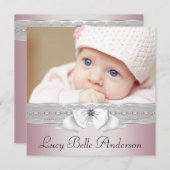 Elegante Rosa- und Gray-Geburtshinweise Ankündigung (Vorne/Hinten)