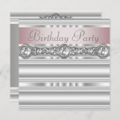 Elegante Rosa und Gray Geburtstagsparty Einladung (Vorne/Hinten)
