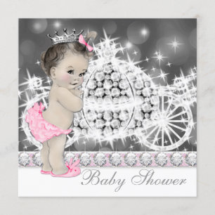 Elegante Rosa und Gray Princess Baby Dusche Einladung