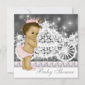 Elegante Rosa und Gray Princess Baby Dusche Einladung (Vorderseite)