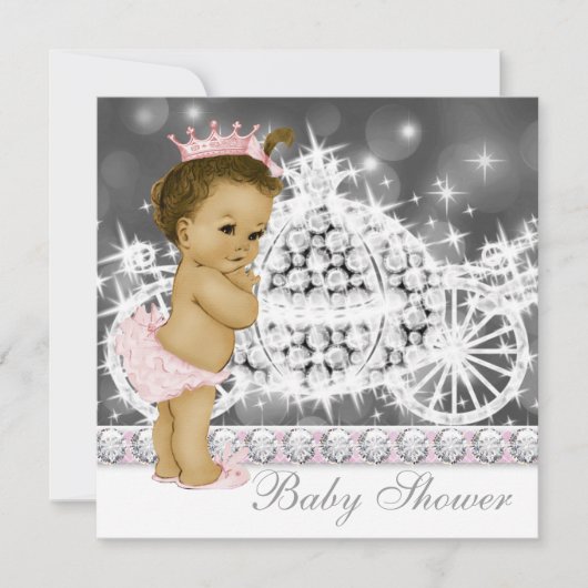 Elegante Rosa und Gray Princess Baby Dusche Einladung (Vorderseite)