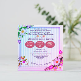 Elegante Rosa- und Grünblütenhochzeit Einladung