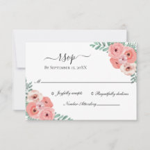 Elegante rosa und grüne florale Wasserfarben-Hochz