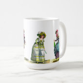 Elegante Rosa und grüne französische Mode Regency  Kaffeetasse (VorderseiteRechts)