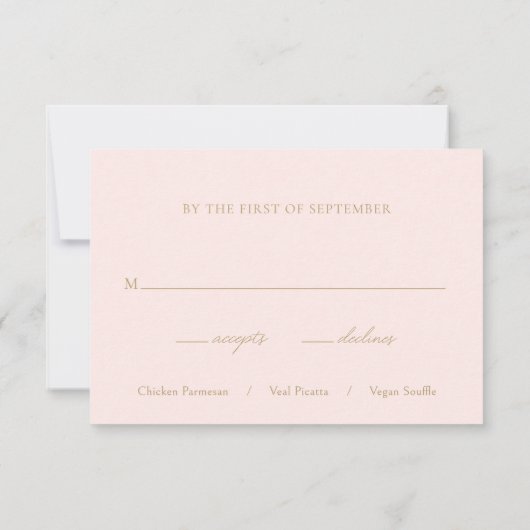 Elegante rosa und klassische Hochzeit RSVP Karte (Rückseite)