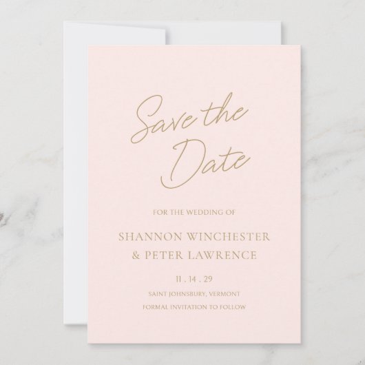 Elegante rosa und klassische Hochzeit Save The Date (Vorderseite)