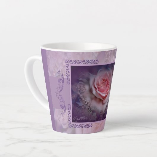 Elegante Rosa und Latte Tasse (Linke Ecke)