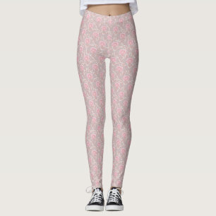 Elegante Rosa und Leaf überall in den Leggings