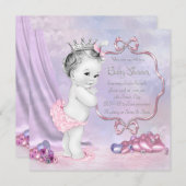 Elegante Rosa und Lila Babydusche Einladung (Vorne/Hinten)