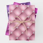 Elegante rosa und Lila Diamant gepolsterte Muster Geschenkpapier Set (Beispiel)