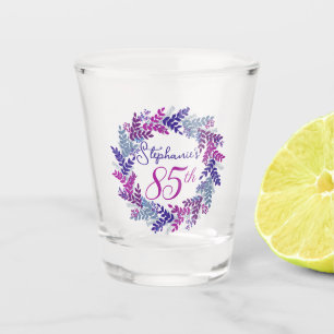 Elegante Rosa und Lila Kraut 85. Geburtstagsparty Schnapsglas
