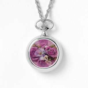Elegante rosa und Lila Rose Bouquet Watch Armbanduhr