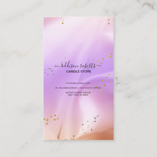 Elegante Rosa und orangefarbene Kerzenpflege Visitenkarte (Rückseite)