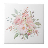 Elegante Rosa und Peony Floral Bouquet Fliese (Vorderseite)