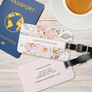 Elegante Rosa und Peony Floral Bouquet Gepäckanhänger