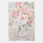 Elegante Rosa und Peony Floral Bouquet Geschirrtuch (Vertikal)