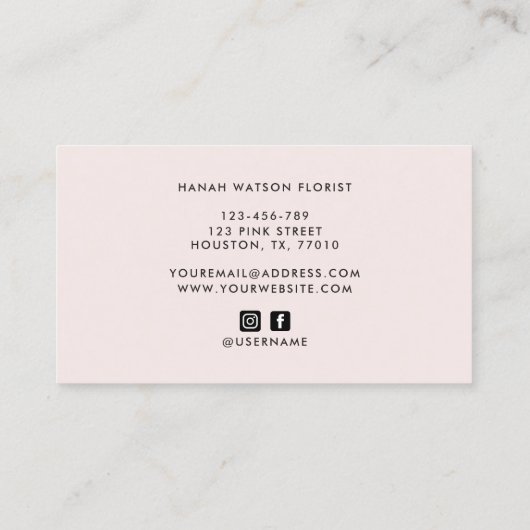 Elegante Rosa und Peony Floral Bouquet Visitenkarte (Rückseite)