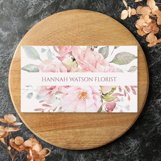 Elegante Rosa und Peony Floral Bouquet Visitenkarte