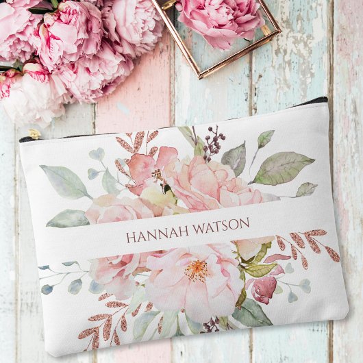 Elegante Rosa und Peony Floral Bouquet Zubehörtasche