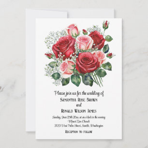 Elegante Rosa- und Rosenhochzeiten Einladung