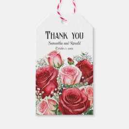 Elegante Rosa- und Rosenhochzeiten Geschenkanhänger