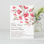 Elegante rosa und rote Blume in Blütendusche Einladung (Stehend Vorderseite)