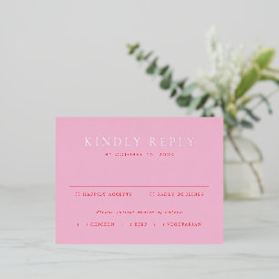 Elegante rosa und rote Hochzeitsfolie-RSVP-Karte Folie Einladungspostkarte
