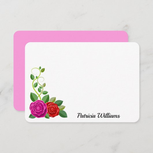Elegante Rosa und Rote Rose Blume Mitteilungskarte (Vorne/Hinten)