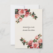 Elegante Rosa und rote Rosen Hochzeit mit Blumenbe Dankeskarte (Rückseite)