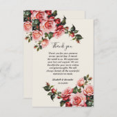 Elegante Rosa und rote Rosen Hochzeit mit Blumenbe Dankeskarte (Vorne/Hinten)