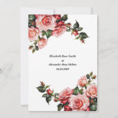 Elegante Rosa und rote Rosen Hochzeit mit Blumenbe Einladung (Rückseite)