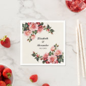 Elegante Rosa und rote Rosen Hochzeit mit Blumenbe Serviette (Beispiel)
