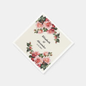 Elegante Rosa und rote Rosen Hochzeit mit Blumenbe Serviette (Ecke)
