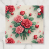 Elegante rosa und rote Rosensträuße Geschenkanhänger (Rückseite)