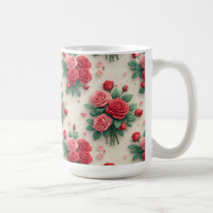 Elegante rosa und rote Rosensträuße Kaffeetasse